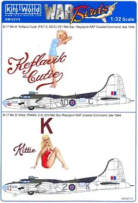 Kits World Decals 1/32 BOEING B-17 Mk.III FLYING FORTRESS Coastal Command Part 1 • $12.99