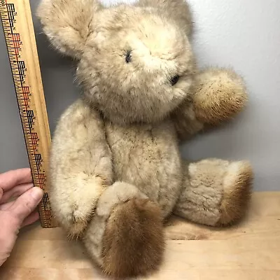 Genuine Fur Teddy Bear Handmade By Ethel Richter Fully Jointed Stuffed CLEAN • $31.99