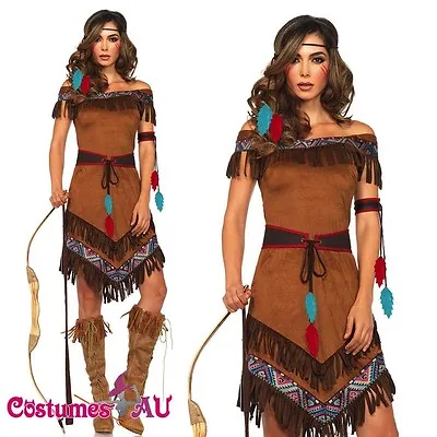 Ladies Noble Warrior Costume Native American Indian Wild West Womens Fancy Dress • $39.90