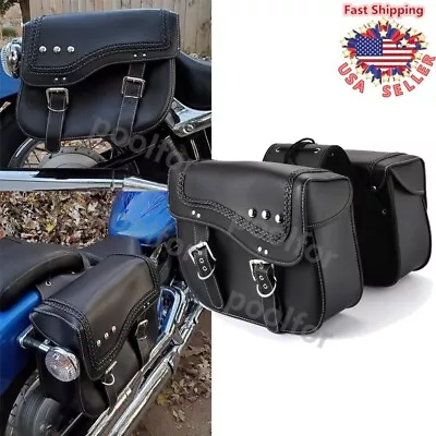 Motorcycle Black Side Saddle Bags For Kawasaki Vulcan 750 800 900 1500 1600 2000 • $114.31