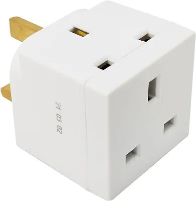 2 Way 3 Pin Power Adapter Plug Splitter - Cube Electric 13A Multi Wall Plug Exte • £5.50