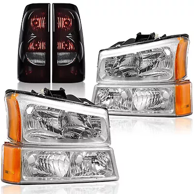 For 2003-2006 Chevy Silverado Headlights Tail Lights Assembly 6pcs Chrome Amber • $118.69