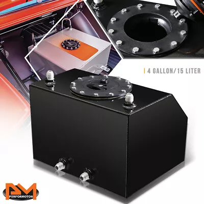 4 Gallon Bottom Feed Lightweight Aluminum Fuel Cell/Gas Tank+Cap Black Coated • $95.89