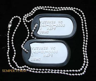 Regulation Custom 2 Dog Tags Machine Made In Us Marines Pin Up Veteran Gift Set • $9.95