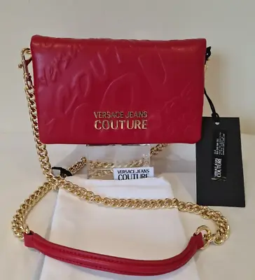 Versace Jeans Couture Red Shoulder Bag With Chain Strap New • £149.99