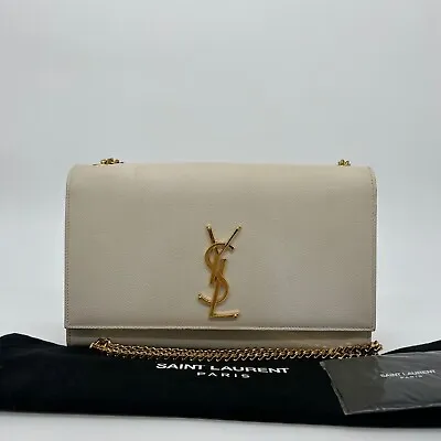 Saint Laurent YSL Medium Kate Bag Blanc Vintage And Gold Hardware • £895