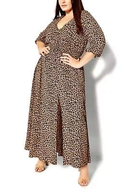 CITY CHIC Desire Print Maxi Dress Cheetah Plus Size XXL/ 24 NWT [RRP $139.95] • $50