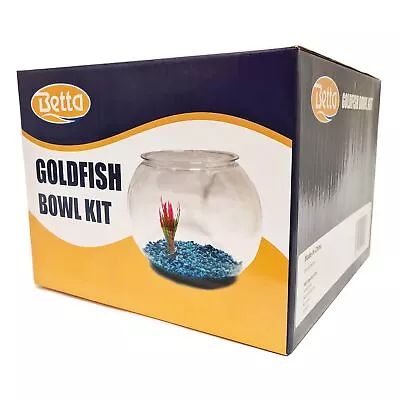 Betta 30cm Goldfish Fish Acrylic Bowl Kit With Gravel Plant & Net • £25.95