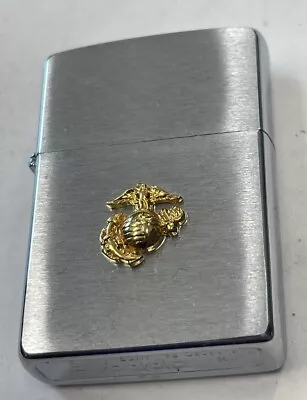 ZIPPO 1994 UNITED STATES MARINE BRASS EMBELM LIGHTER UNFIRED IN BOX  C439 • $45