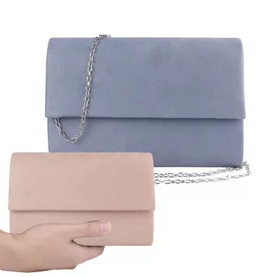 Women Suede Clutch Crossbody Bag With Chain For IPhone 14 Pro / 14 / 14 Pro Max • £18.33