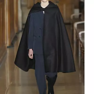 Men's Hood Woolen Coat Cape Cardigan Jackets Long Loose Hooded Cloak Trench • $67.06