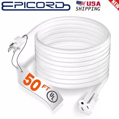 6/8/25/50Feet 16/3 Extension Cord Indoor Outdoor White Heavy Duty Extension Cord • $10.99