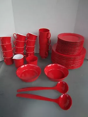 Oneida Deluxe Red Melmac Melamine  54 Pc. Dinnerware Set. Vintage 60's • $40