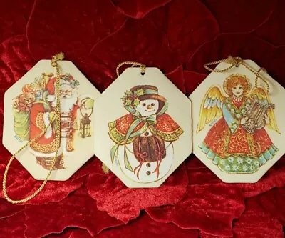 Vintage Avon Lot Of 3 Tree Trimmings Fabric Christmas Ornaments Double Side • $11.99