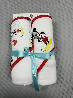 New Disney Mickey Hooded Towel 26 X30  Pack Of 2 Baby Shower Gift • $11.99