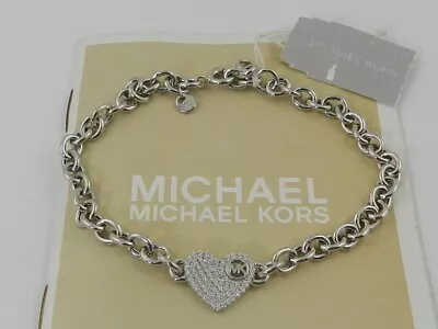 MICHAEL KORS Pavé Heart Link Bracelet In Sterling Silver • $69.99