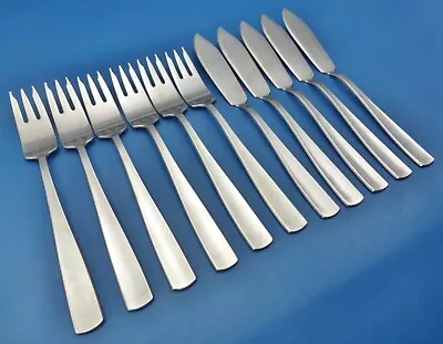 11 Pc Gense FACETTE Fish Set - 6 Fish Forks 5 Fish Knives - Stainless Sweden • $79.99