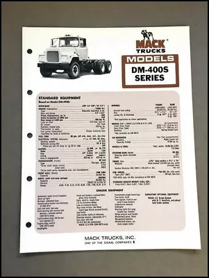 1978 1979 Mack Truck Model DM-400S Series Sales Specification Brochure Folder • $12.76