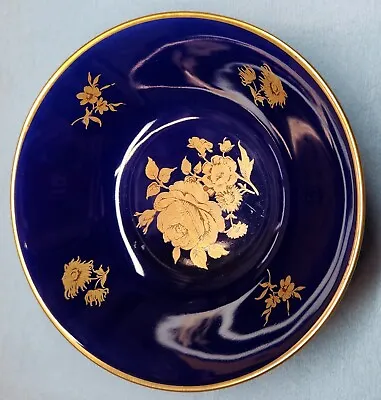 Bareuther Waldsassen Bavaria Echt Cobalt Small Dish Gold Lined Roses *FREE SHIP* • $10.99