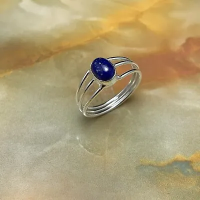 Stunning 925 Sterling Silver Ring With Lapis Lazuli Gemstone Handmade Jewelry • $10.43