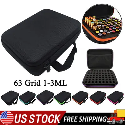 63 Bottle Essential Oil Carry Case 1-3Ml Holder Storage Aromatherapy Hand Bag • $13.95