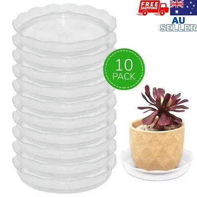 $10.99 • Buy Clear Plastic Round Flower Pot Plant Saucer Water Drip Tray Base Indoor Outdoor