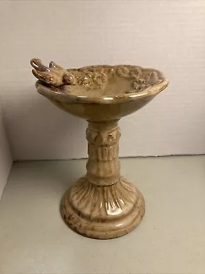 £22.43 • Buy Table Top Bird Bath With 1 Bird Ceramic Tan Light Brown 6.5  Inches High