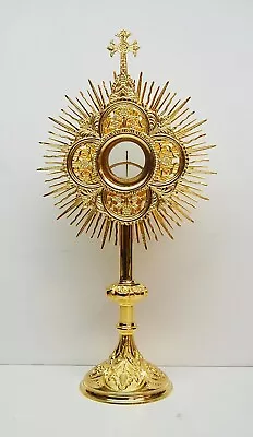 Nice 18  Gold Plated Church Monstrance With 2 1/4  Luna (#306) Chalice Co. • $1695
