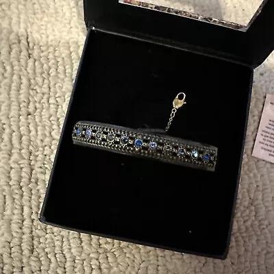 Michal Negrin Bracelet Leather With Blue Swarovski Crystal New In Box • $52