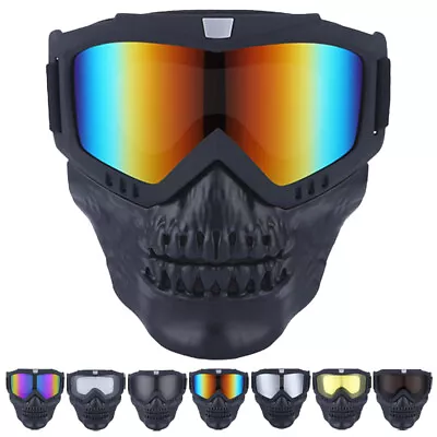 Skull Motorcycle Protective Goggles Removable Face Mask Motocross Riding Eyewear • $10.99