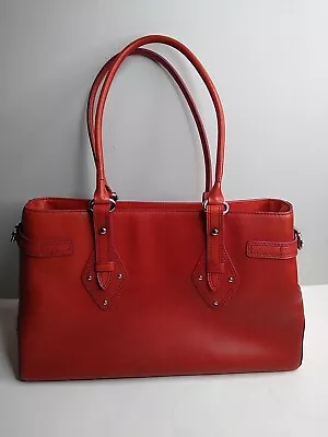 Cole Haan Leather Purse Shoulder Bag Brick Red Lined Dividers Double Handles EUC • $39.99