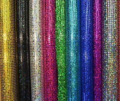 Sequin Hologram Square Fabric Shiny Sparkly Fancy Dress Dance Material 44  Width • £2.65