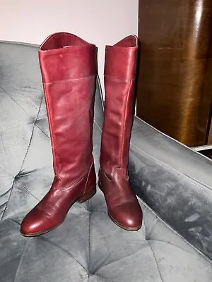 Vintage Frye Tall Burgundy Riding Ladies Boots Size 5 M • $79.99