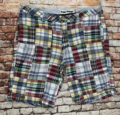 Tailor Vintage Patchwork Shorts Men 36 Multi-color Check Plaid Cotton Casual • $19.99
