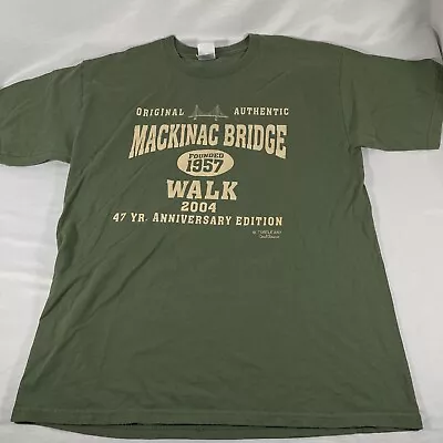 Mackinac Bridge Vintage Tee 2004 Walk Large Shirt Michigan Skater Green • $12.74