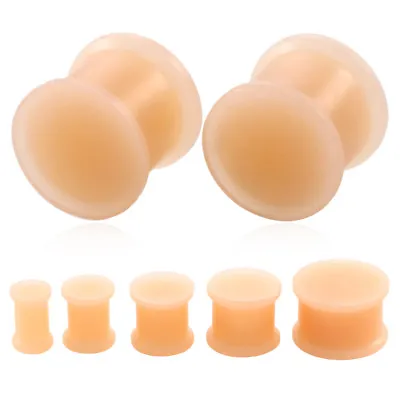 SKIN COLOUR Silicone Ear Plugs Stretchers Jewellery Piercing Tunnels Gauge PL146 • $5.80