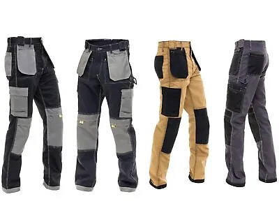 Mens Cargo Work Trousers Combat With Knee Pads Pockets Heavy Duty Workwear Pants • £20.99