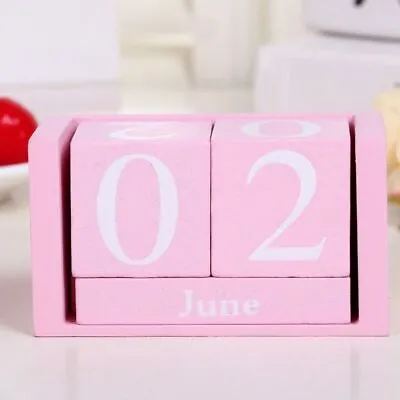 £7.89 • Buy Calendar Building Blocks Chic Perpetual Calendar Desktop Wooden Cube Calendar