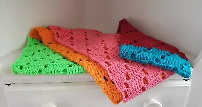Handmade Crochet Infinity Scarf Rainbow Colors Winter Neck Warmer Pink Red Blue • $15.99