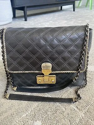 Marc Jacobs Dark Single Baroque Quilted Lambskin Leather Shoulder Bag Gray Large • $175