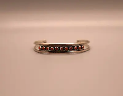Old Pawn Zuni Sterling Silver And Coral Bracelet • $95
