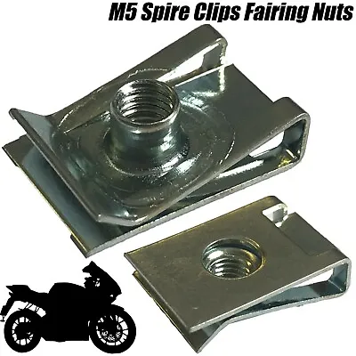 5x Fairing Clips M5 Bodywork Panel Speed Motorcycle Bike U Nut For Honda BMW • £3.99