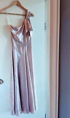 LISA HO 100% Silk Vintage Pink One-shoulder Alex Gown Wedding Party Formal XS/S • $49