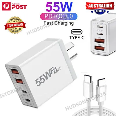 55W 4 Port USB-C PD Fast Charging Wall USB C Charger Power Adapter Type-C Brick • $16.89