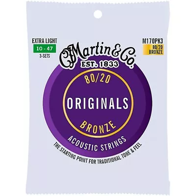 Martin Originals 80/20 Bronze 3-Pack Extra Light (10-47) • $15.99