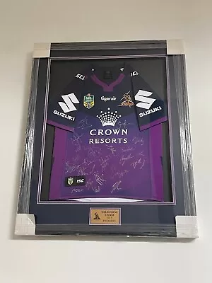 FRAMED AND SIGNED - 2017 Premiers Melbourne Storm Jersey • $1500