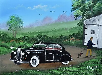 Mal Burton Original Oil Painting The Jaguar Mark VIII Classic Car • £79