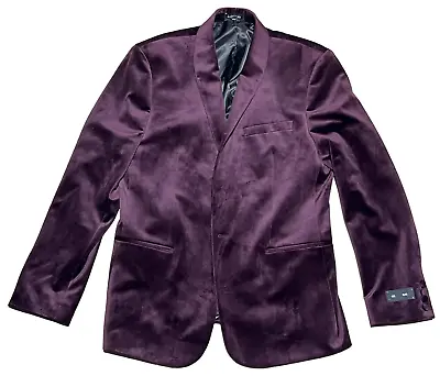New Express Slim Purple Velvet Tuxedo Jacket Size 42r Blazer • $76.99