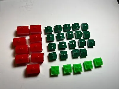 Parker Brothers Monopoly Board Game Pieces Houses(24) & Hotels (9) • $4.99