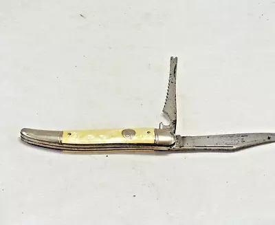 Vintage Imperial USA 2 Blade Fish Knife Folding Pocket Knife Cracked Ice • $12.99